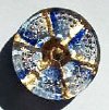 1 22mm Sapphire & Light Sapphire Glass Flower Button with Gold and Raised Dots